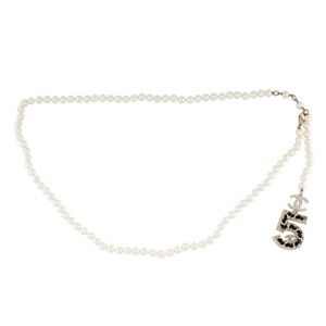 CHANEL White Pearl Belt‎ with Charms